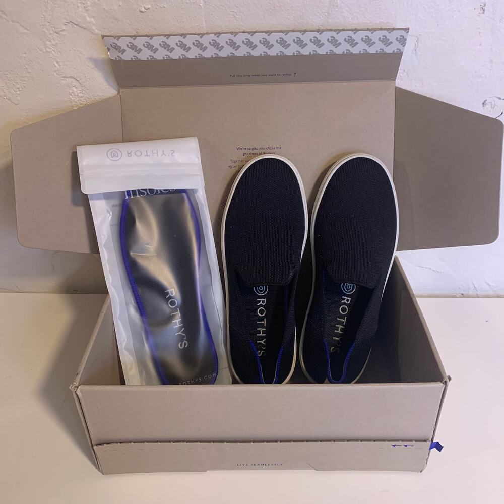Rothy's Original Slip-On Sneaker Black Women's size 5